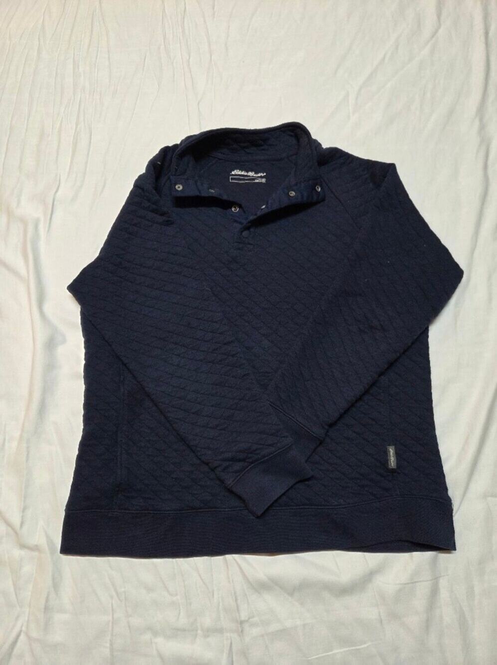 Eddie Bauer Quilted Navy Pullover